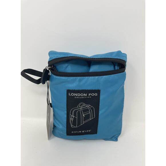 London Fog Foldable Travel Duffel Bag Lagoon Blue NWT Lightweight Carry On - Picture 5 of 5